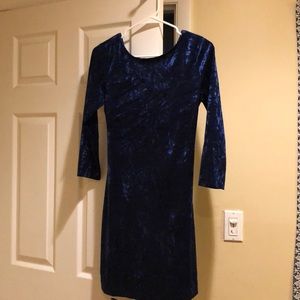 Navy blue Crushed Velvet Dress